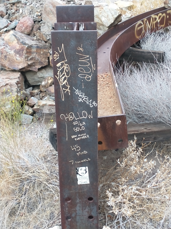 community-made marker on a backpacking trip.